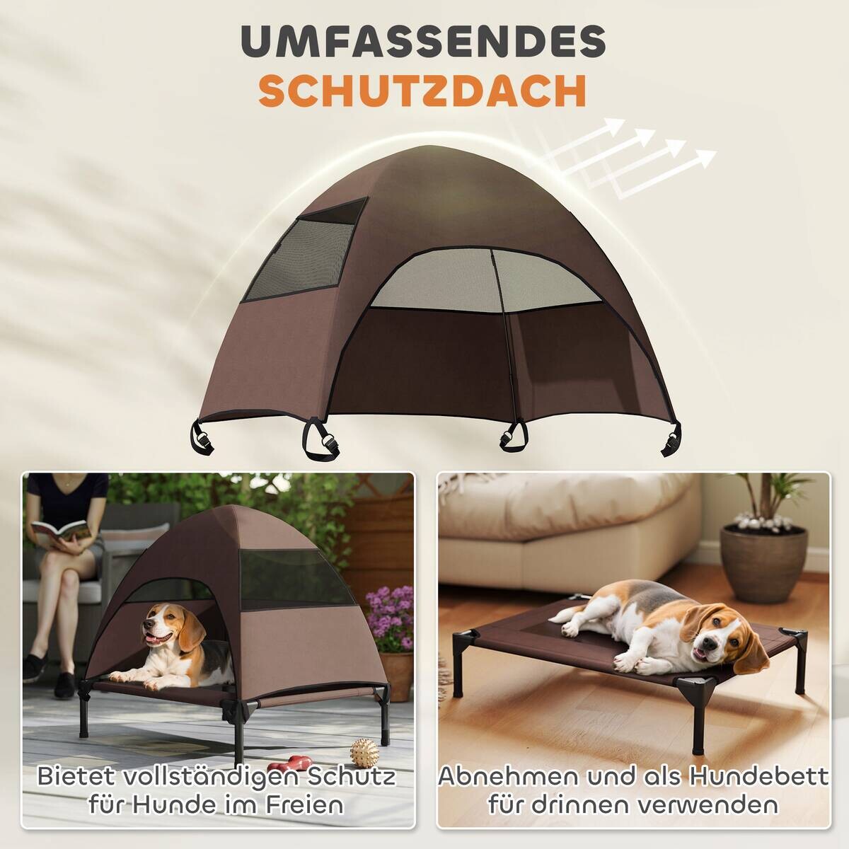 PawHut Hundeliege kaffee Stahl B/H/L: ca. 61x71x76 cm