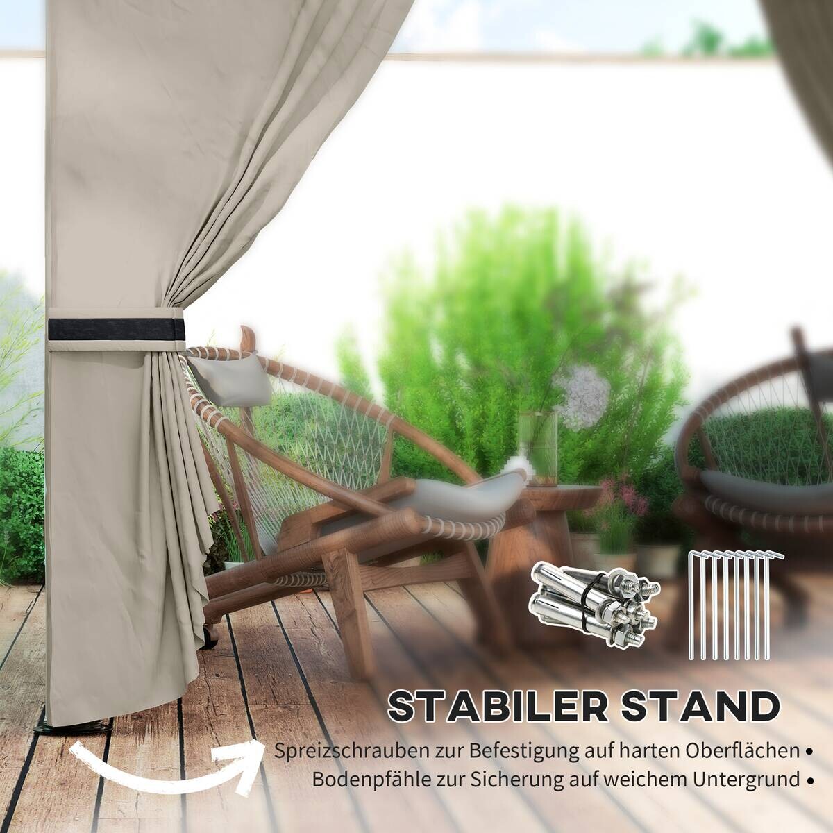 Outsunny Pavillon hellgrau Metall B/H/L: ca. 335x285x335 cm