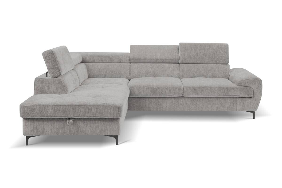 Ecksofa mit Bettfunktion und Bettkasten grau Microfaser B/H/T: ca. 256x73x202 cm