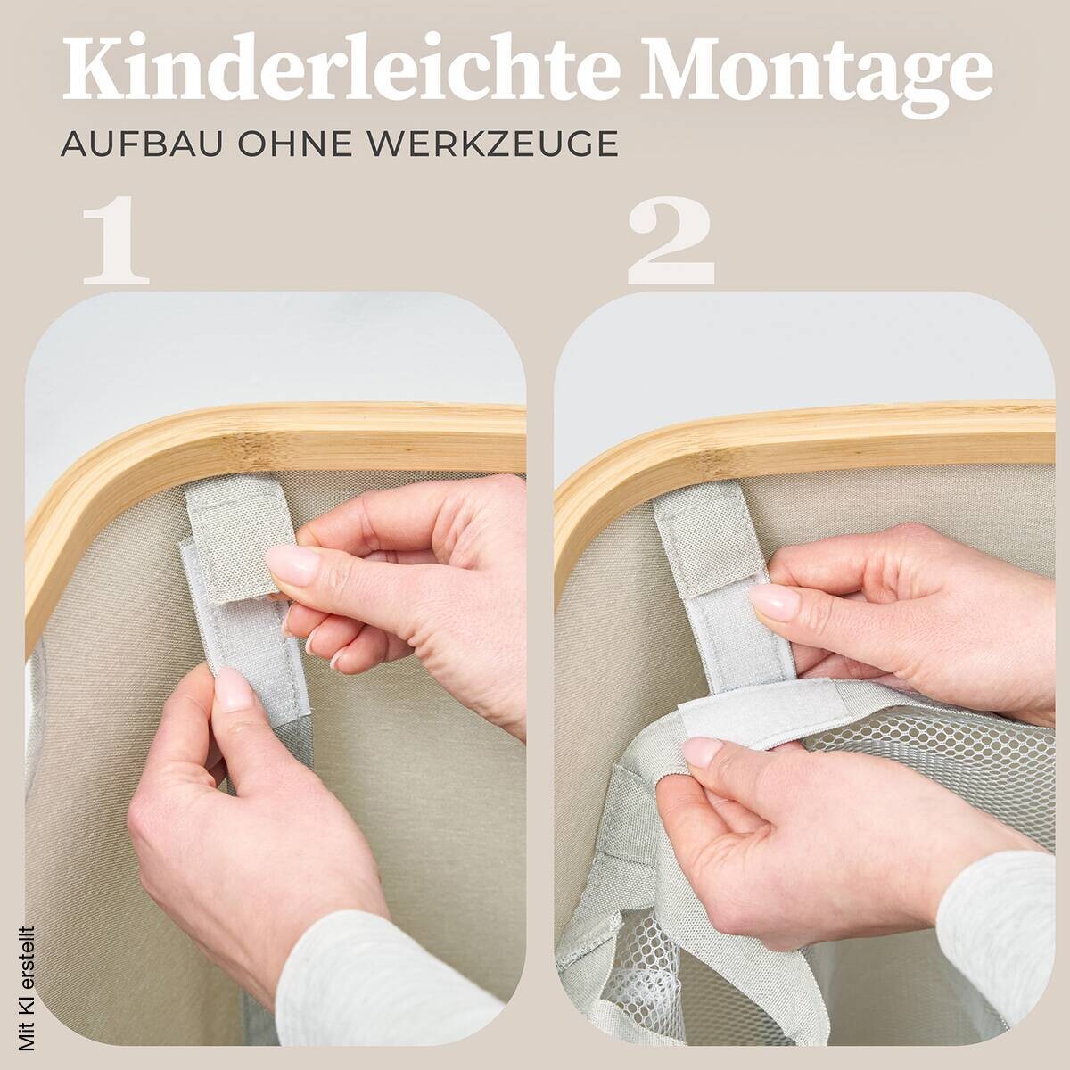 Wäschekorb beige Kunststoff B/H/L: ca. 36,5x67x61 cm