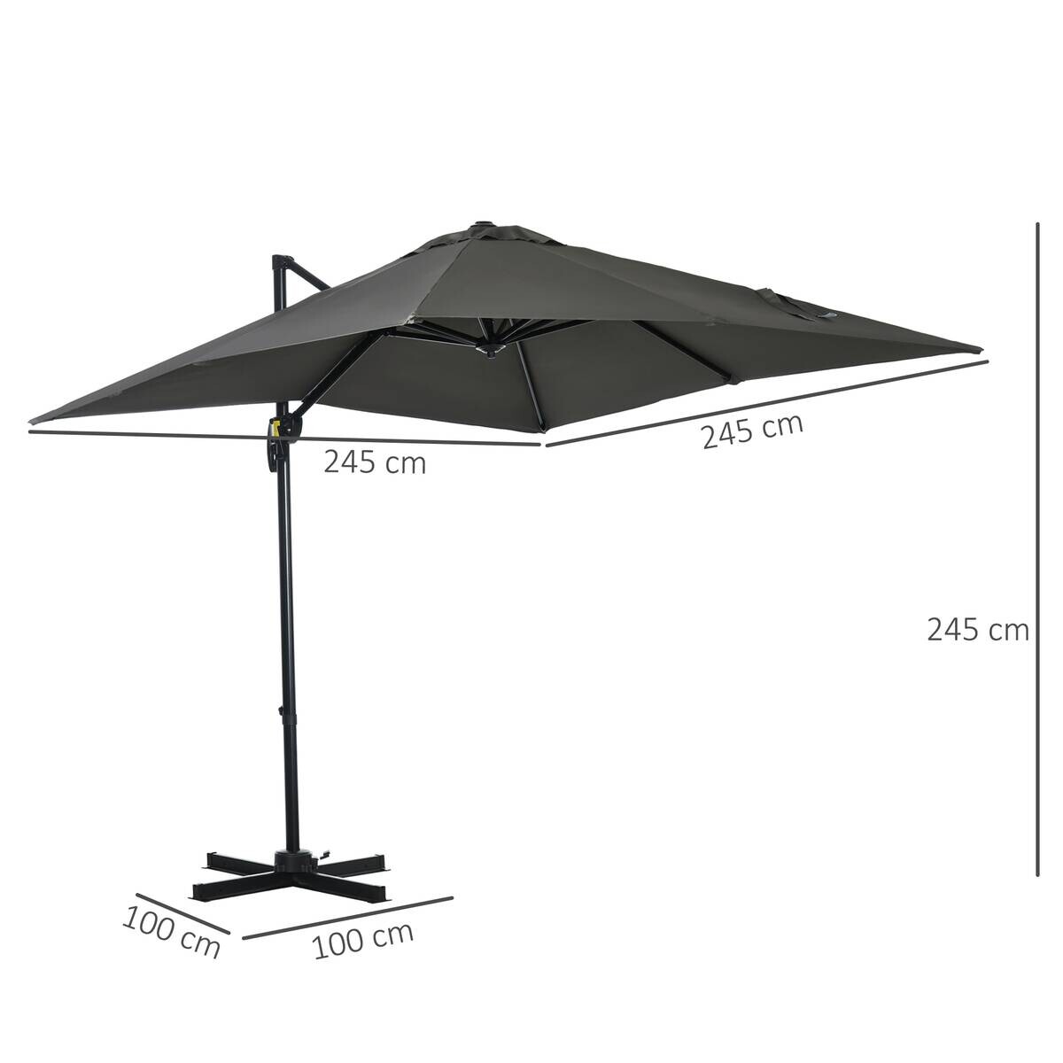 Outsunny Sonnenschirm grau Polypropylen B/H/L: ca. 245x245x245 cm