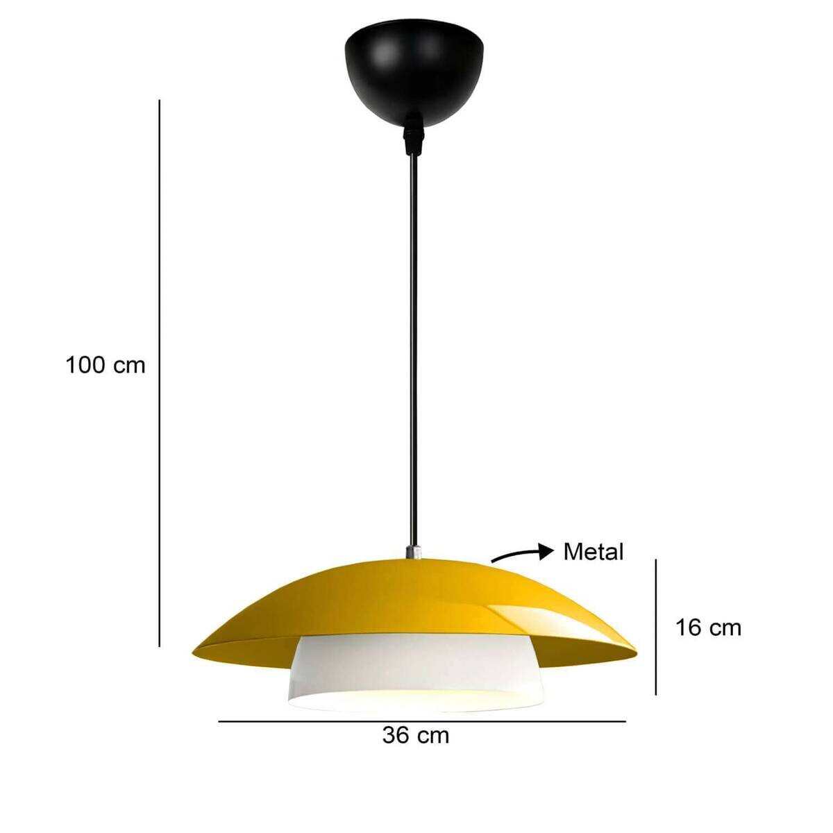 Opviq Pendelleuchte gelb Metall B/H/T/L/D: ca. 36x100x36x36x36 cm E27 1 Brennstellen