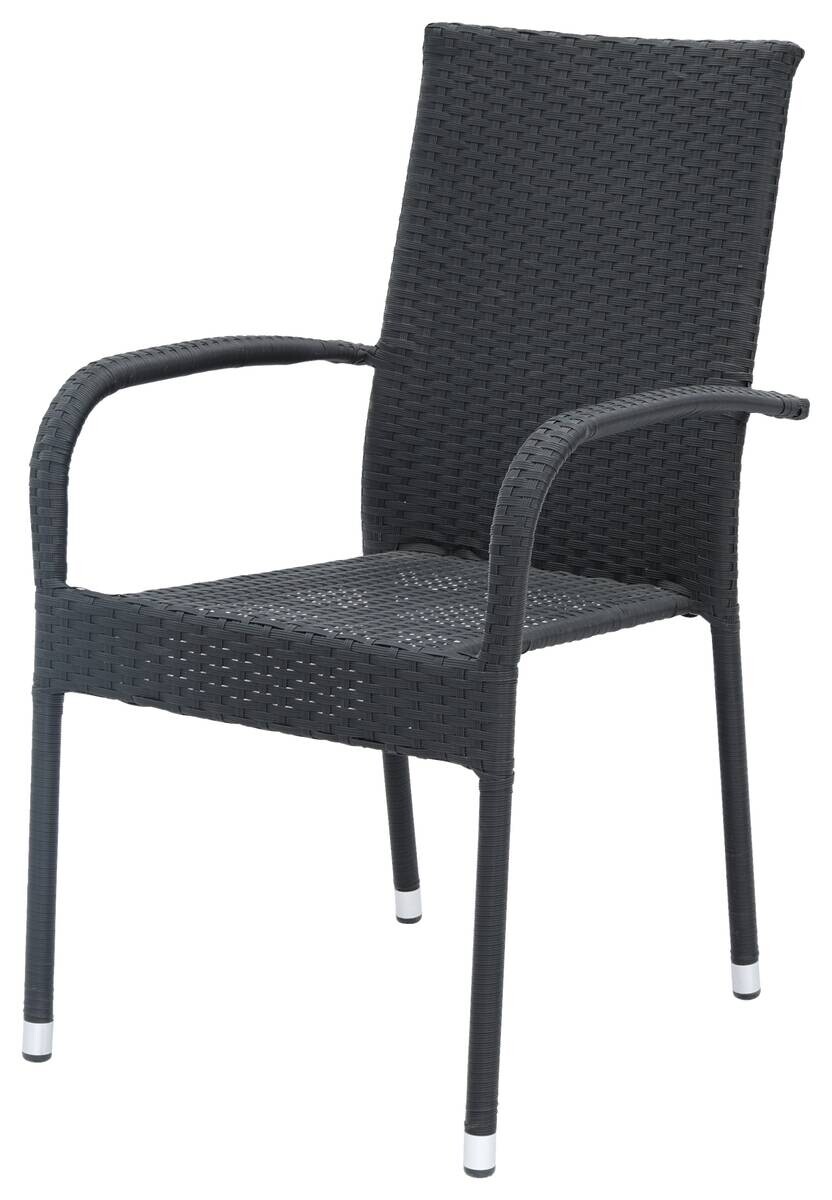 POCOline Gartenstuhl Palermo schwarz Polyrattan B/H/L: ca. 63x94x55 cm