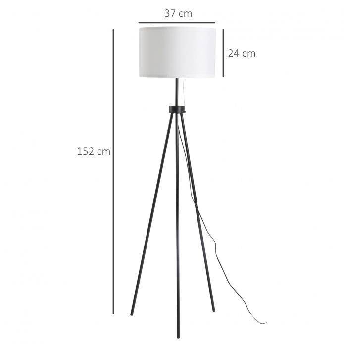 HOMCOM Stehlampe schwarz weiß Metall Polyester-Mischgewebe Stoff B/H/L: ca. 37x152x37 cm E27 1 Brennstellen