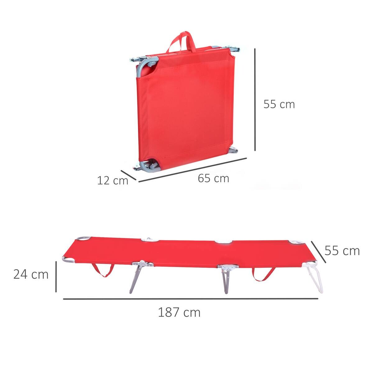 Outsunny Sonnenliege rot Polyester B/H/L: ca. 55x24x187 cm