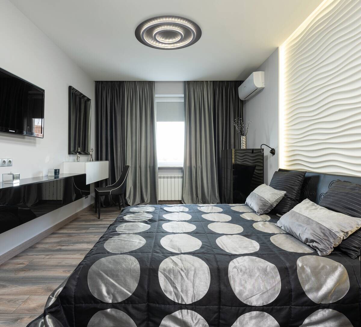 GLOBO LED-Deckenleuchte hellgrau mattschwarz anthrazit Metall Kunststoff H/D: ca. 6x55 cm 1 Brennstellen