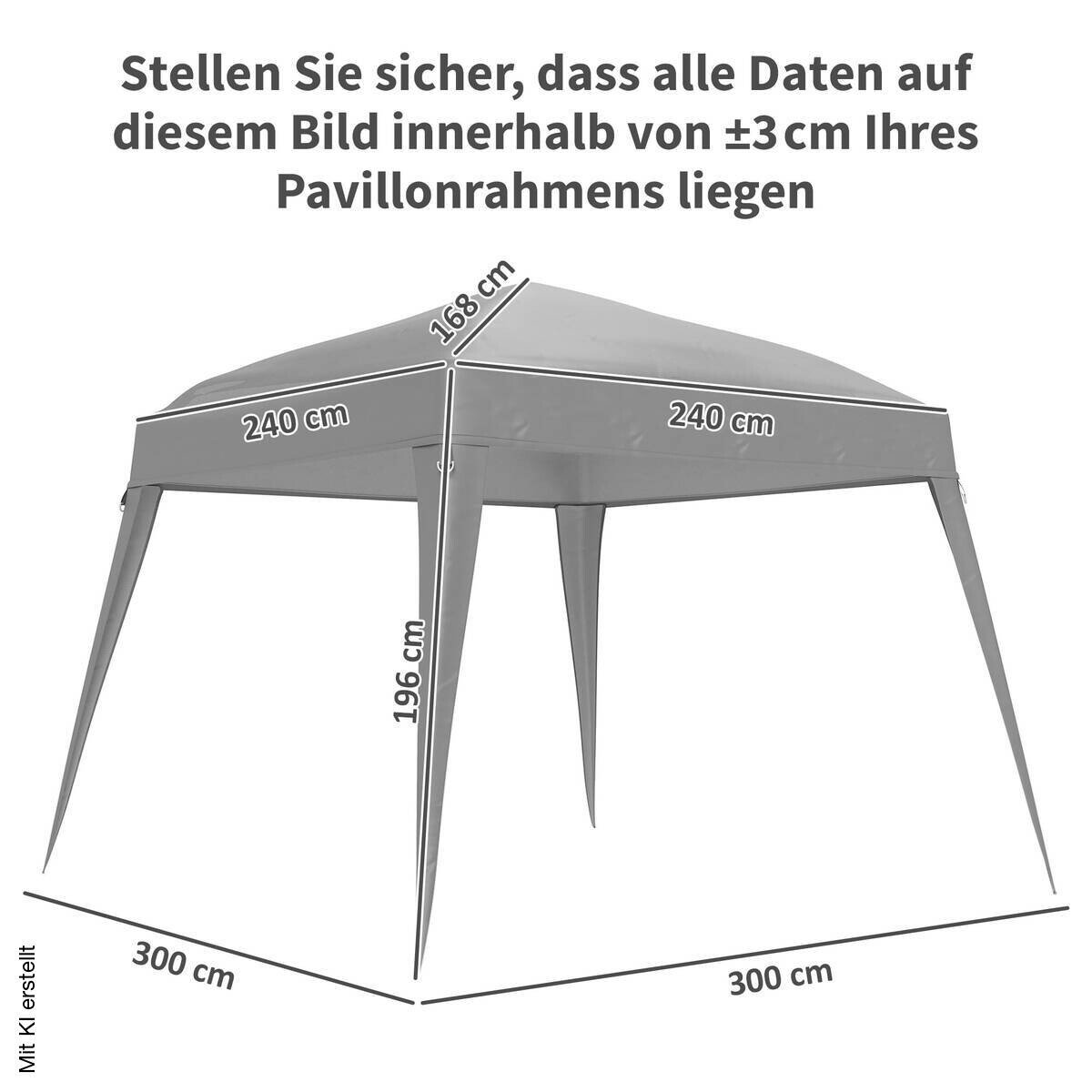 Outsunny Ersatzdach hellgrau Polyester B/H/L: ca. 300x1x300 cm