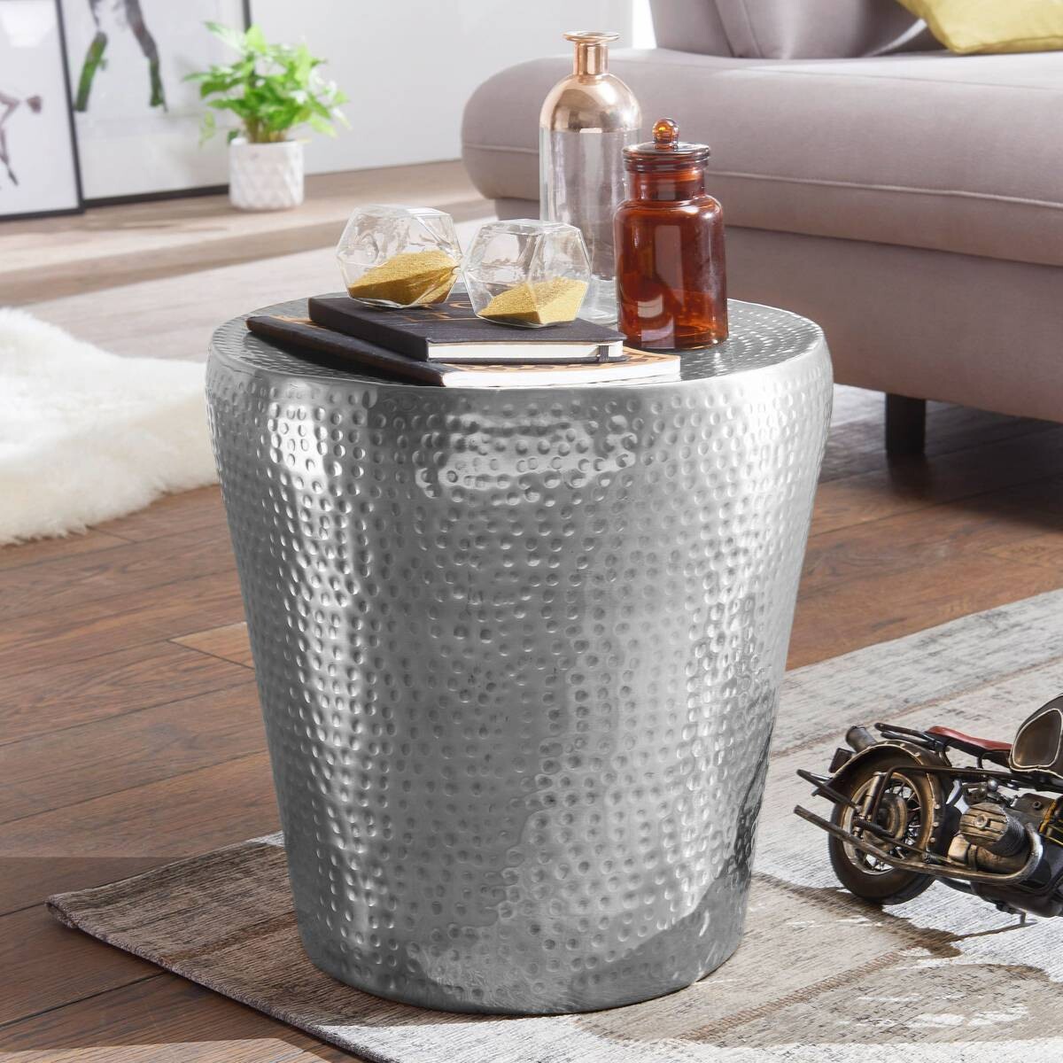 Beistelltisch silber Aluminium B/H/T: ca. 41x41x41 cm