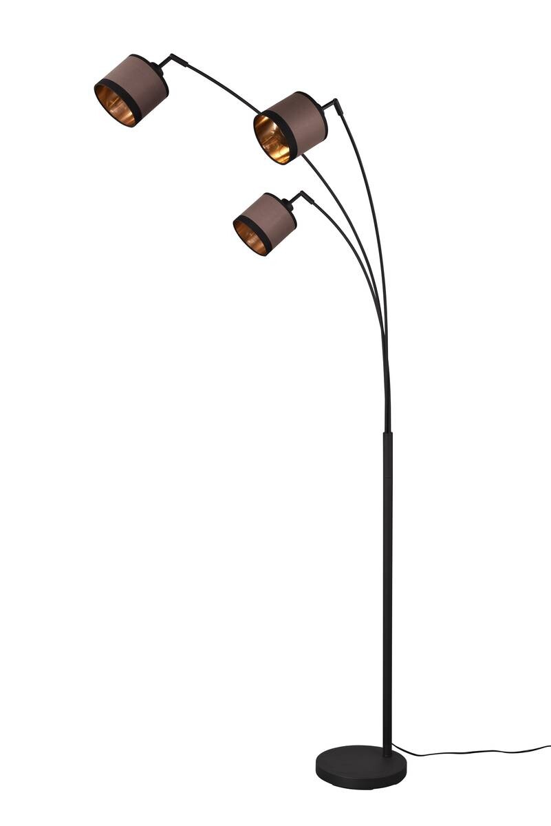 Reality Stehlampe R41553041 Davos schwarz taupe Metall Stoff H/D: ca. 185x12 cm E14 3 Brennstellen