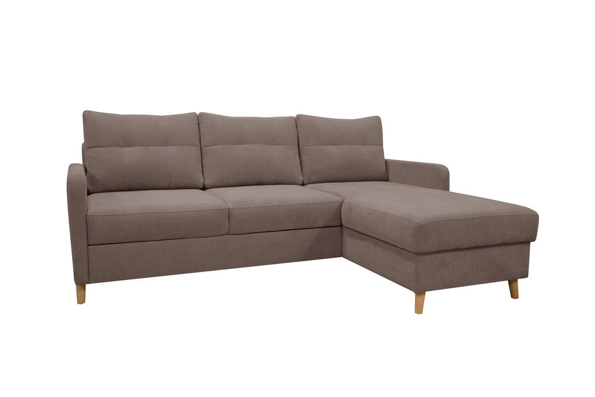 Ecksofa mit Bettfunktion und Bettkasten taupe Webstoff B/H/T: ca. 217x93x159 cm
