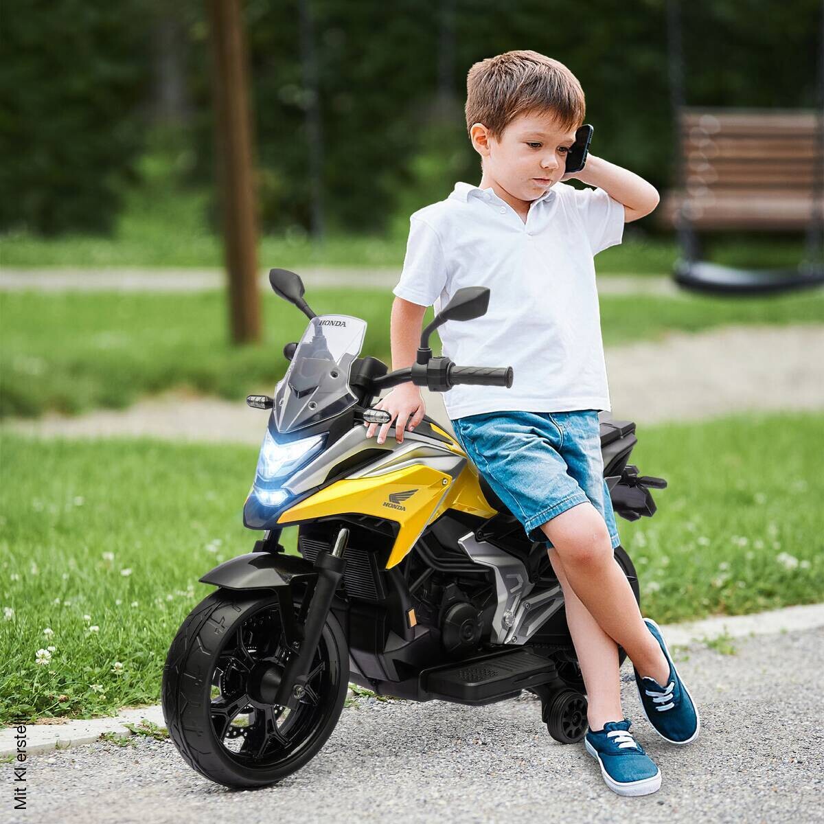 AIYAPLAY Kinder Elektro-Motorrad gelb B/H/L: ca. 46x75x107 cm