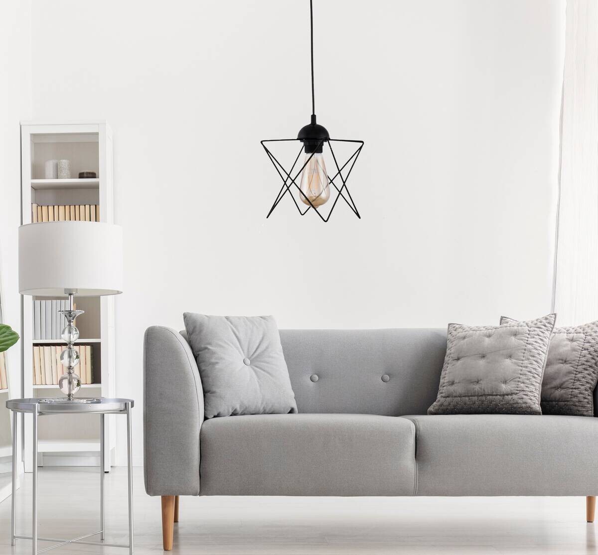 Opviq Pendelleuchte schwarz Metall B/H/T/L: ca. 18x60x21x18 cm E27 1 Brennstellen