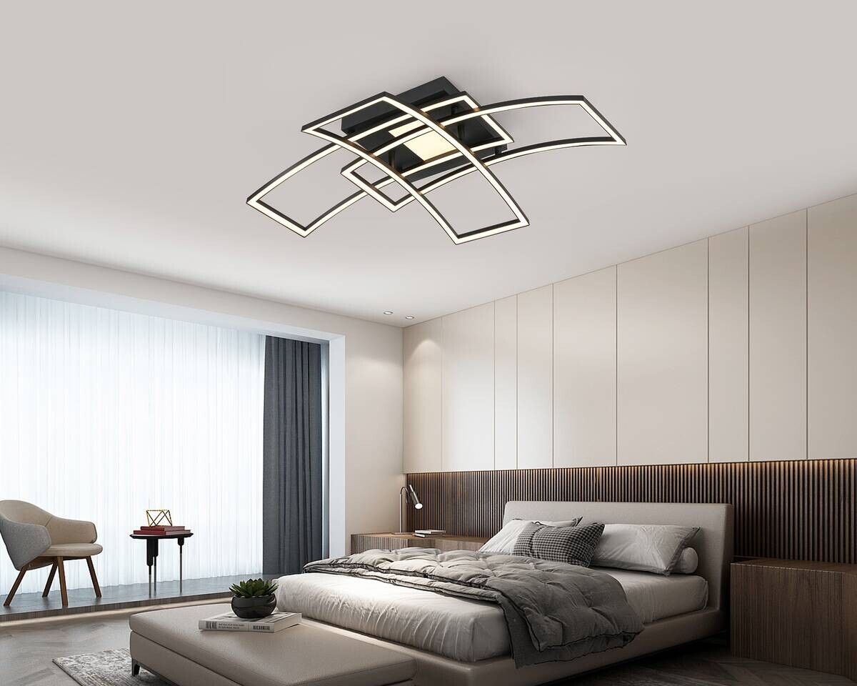 Nolo LED-Deckenleuchte Curve schwarz Metall B/H/L: ca. 59x15x82 cm