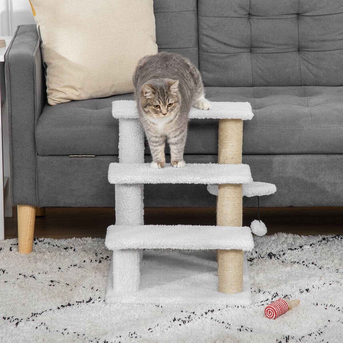 PawHut Haustiertreppe weiß Spanplatte B/H/L: ca. 40x48x45 cm