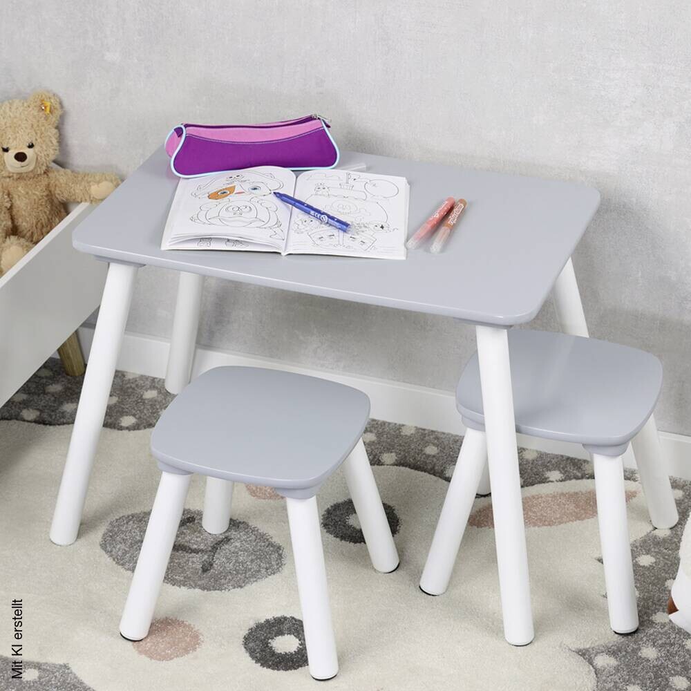 Kesper Kindertisch grau Holz B/H/L: ca. 38x43,5x58 cm