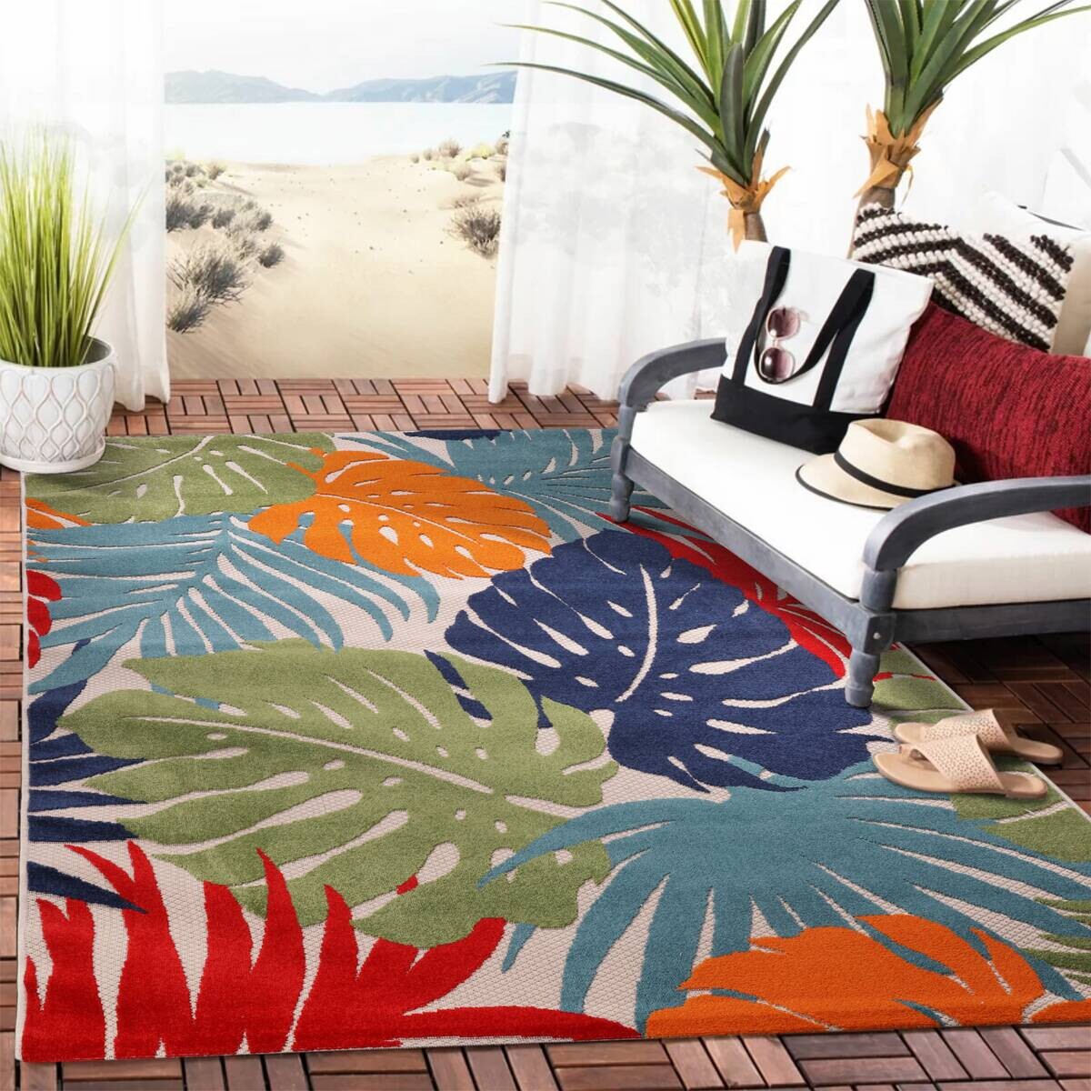 Sanat Outdoorteppich FLORAL bunt B/L: ca. 120x170 cm