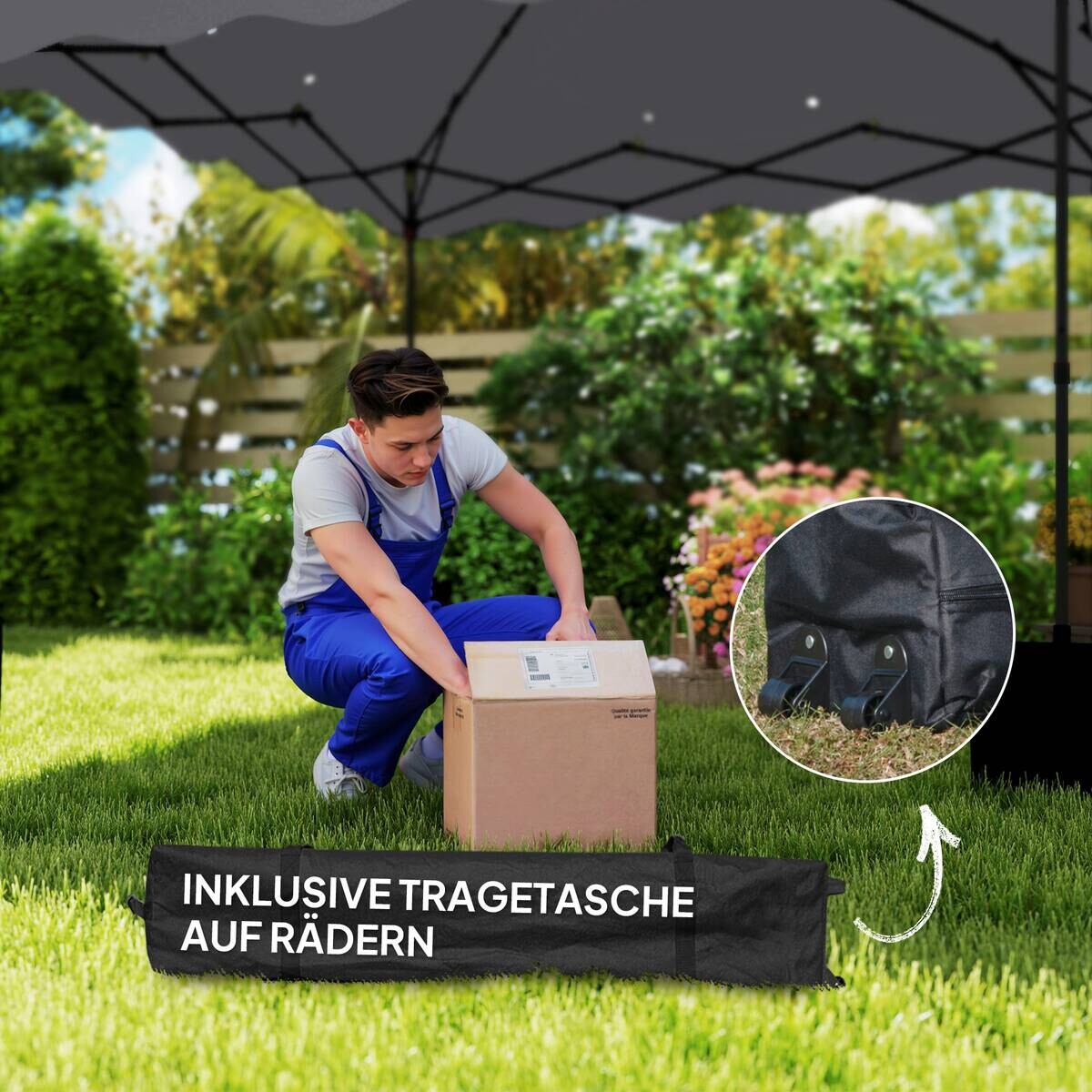 Outsunny Pavillon hellgrau Polyester B/H/L: ca. 297x287x297 cm