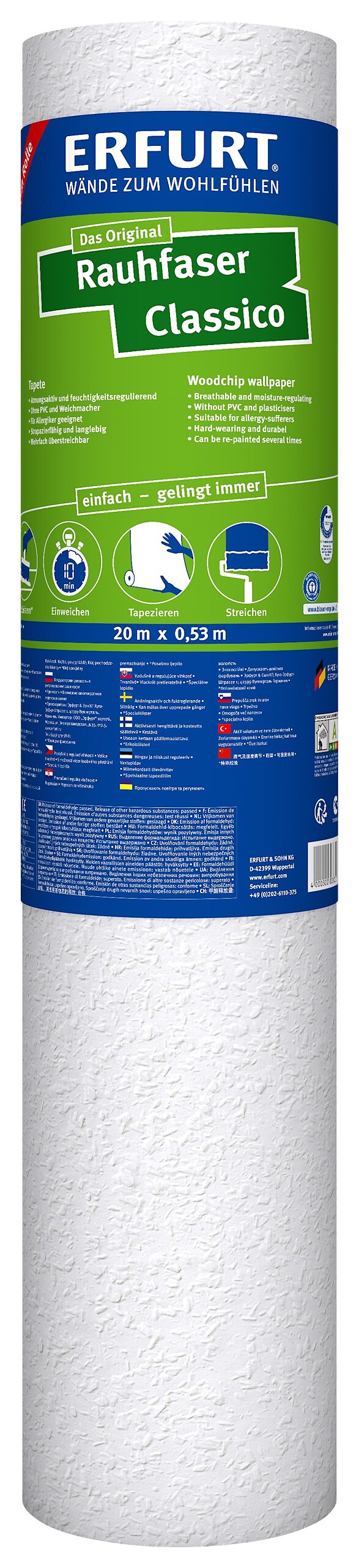 Erfurt Rauhfaser Classico weiß B/L: ca. 53x2000 cm strukturiert