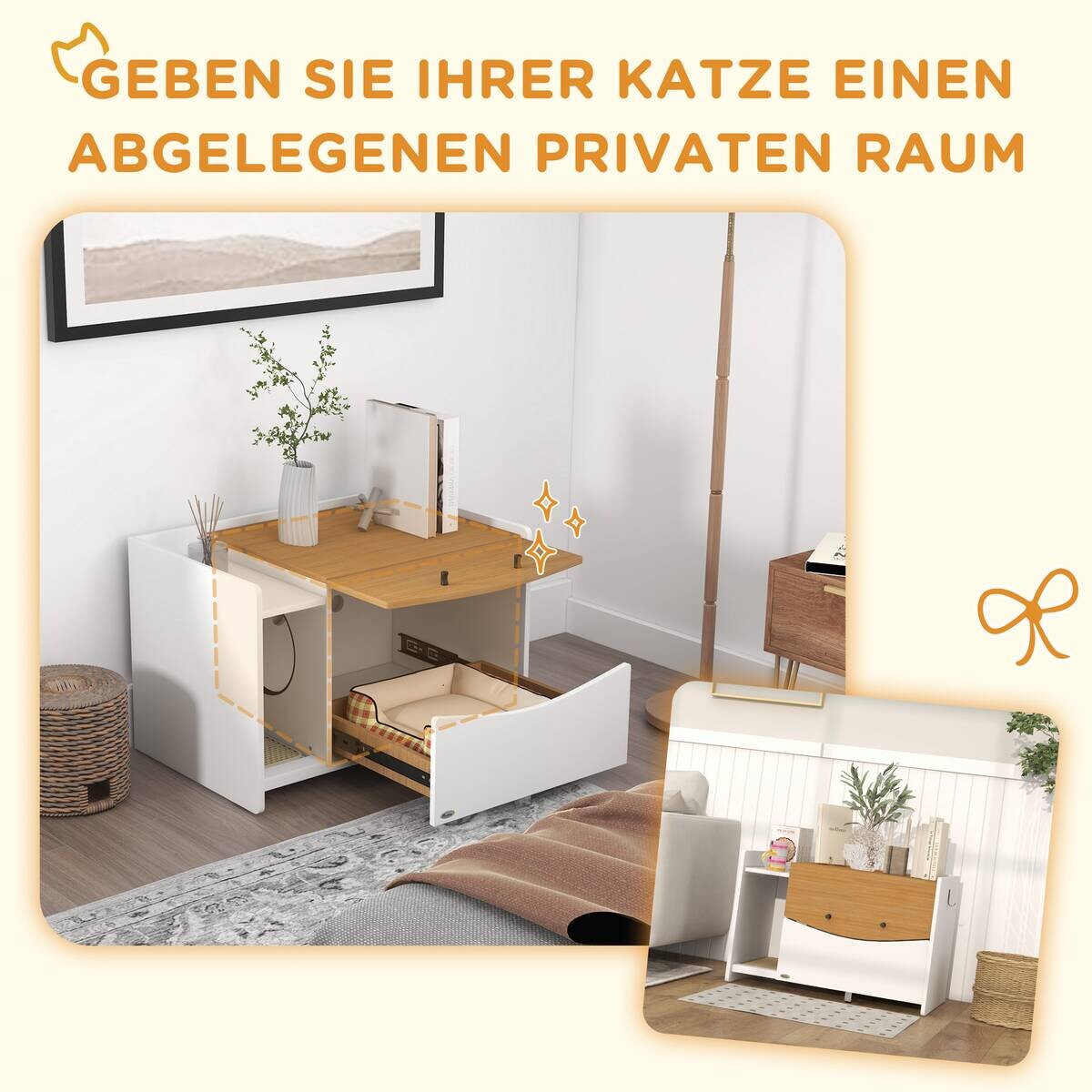PawHut Schrank-Katzentoilette Eiche Spanplatte B/H/L: ca. 50x51x78 cm