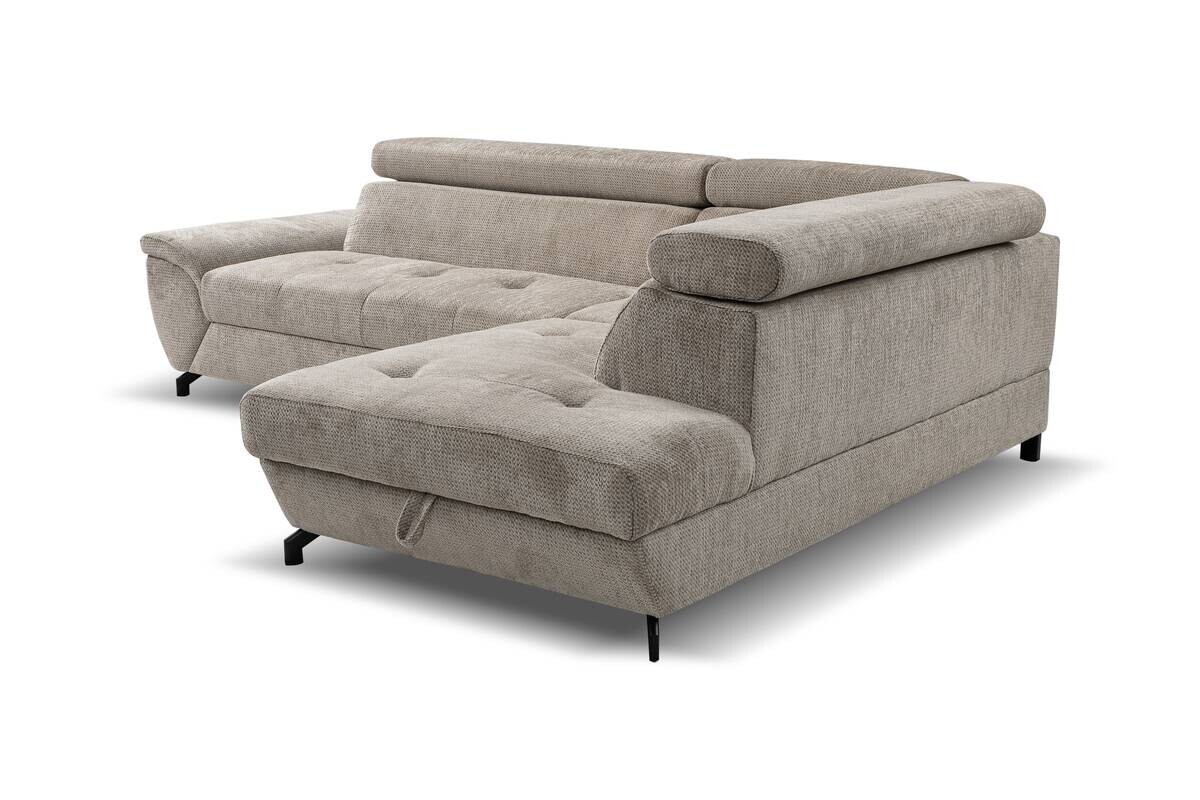Ecksofa mit Bettfunktion und Bettkasten Greige Microfaser B/H/T: ca. 263x77x210 cm