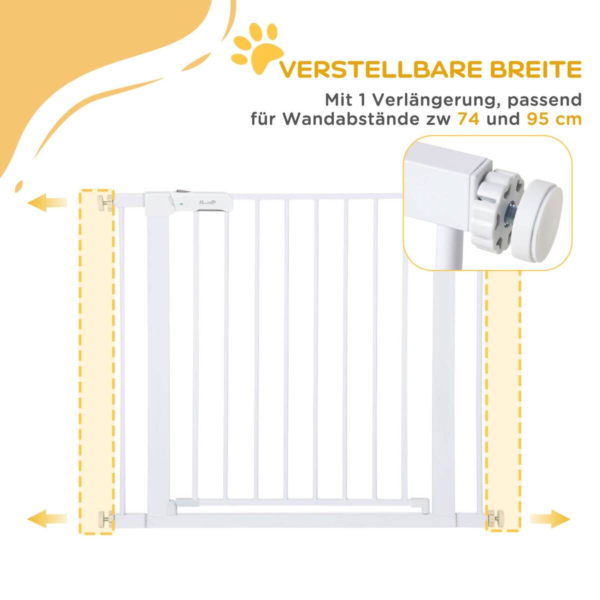 PawHut Schutzgitter weiß Edelstahl B/H/L: ca. 5x96x76 cm