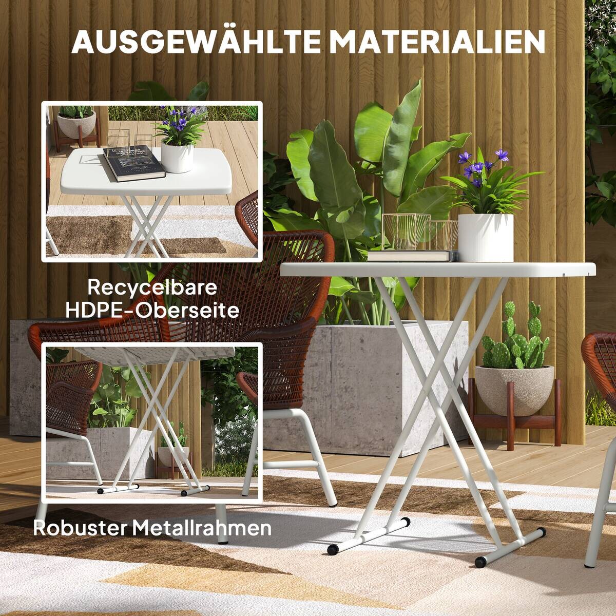 Outsunny Couchtisch weiß Kunststoff B/H/L: ca. 50x74x76 cm