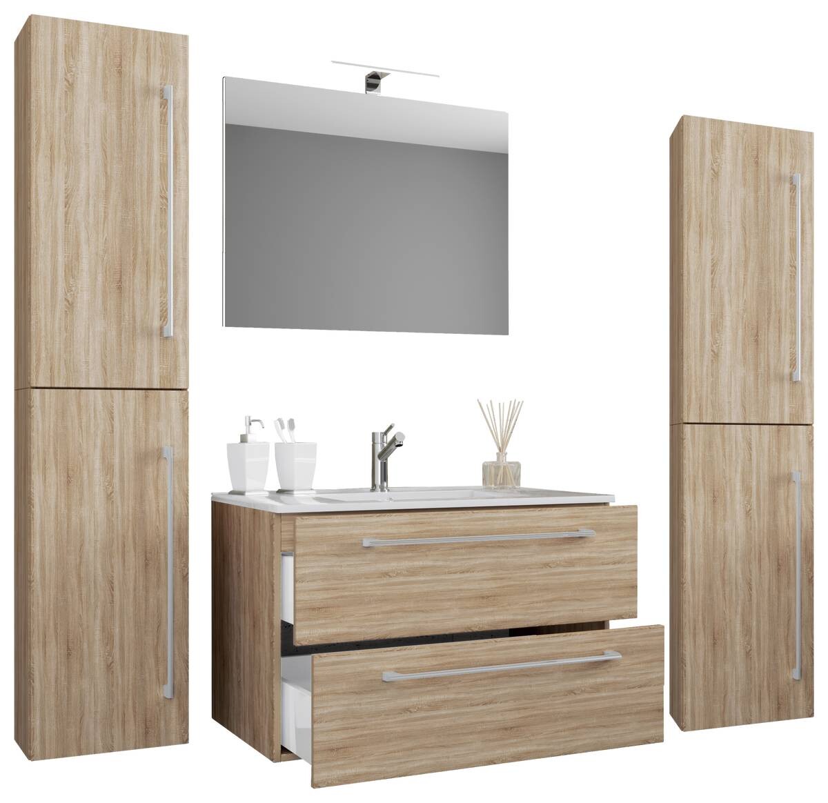 Waschplatz 5tlg-Badinos Eiche Sonoma Nachbildung B/H/T: ca. 80x50x46 cm