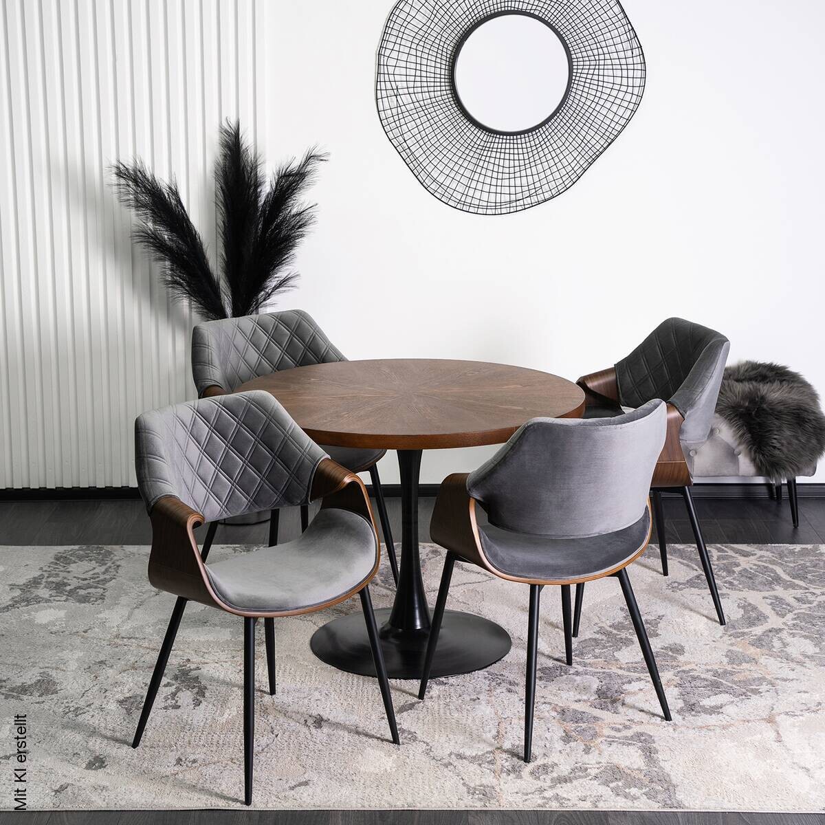 Stuhl DAKOTA nussbaum grau Velourstoff B/H/T: ca. 59x86x50 cm
