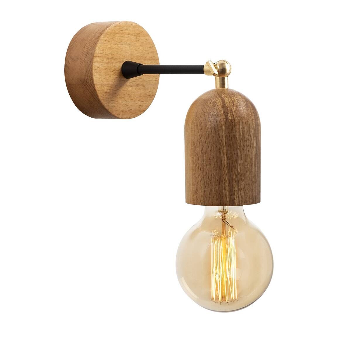 Opviq Wandleuchte natur Holz B/H/L: ca. 7x20x7 cm E27 1 Brennstellen