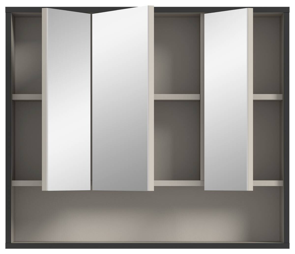 Spiegelschrank BAGNO schwarz Kaschmirgrau Nachbildung B/H/T: ca. 80x68x19 cm