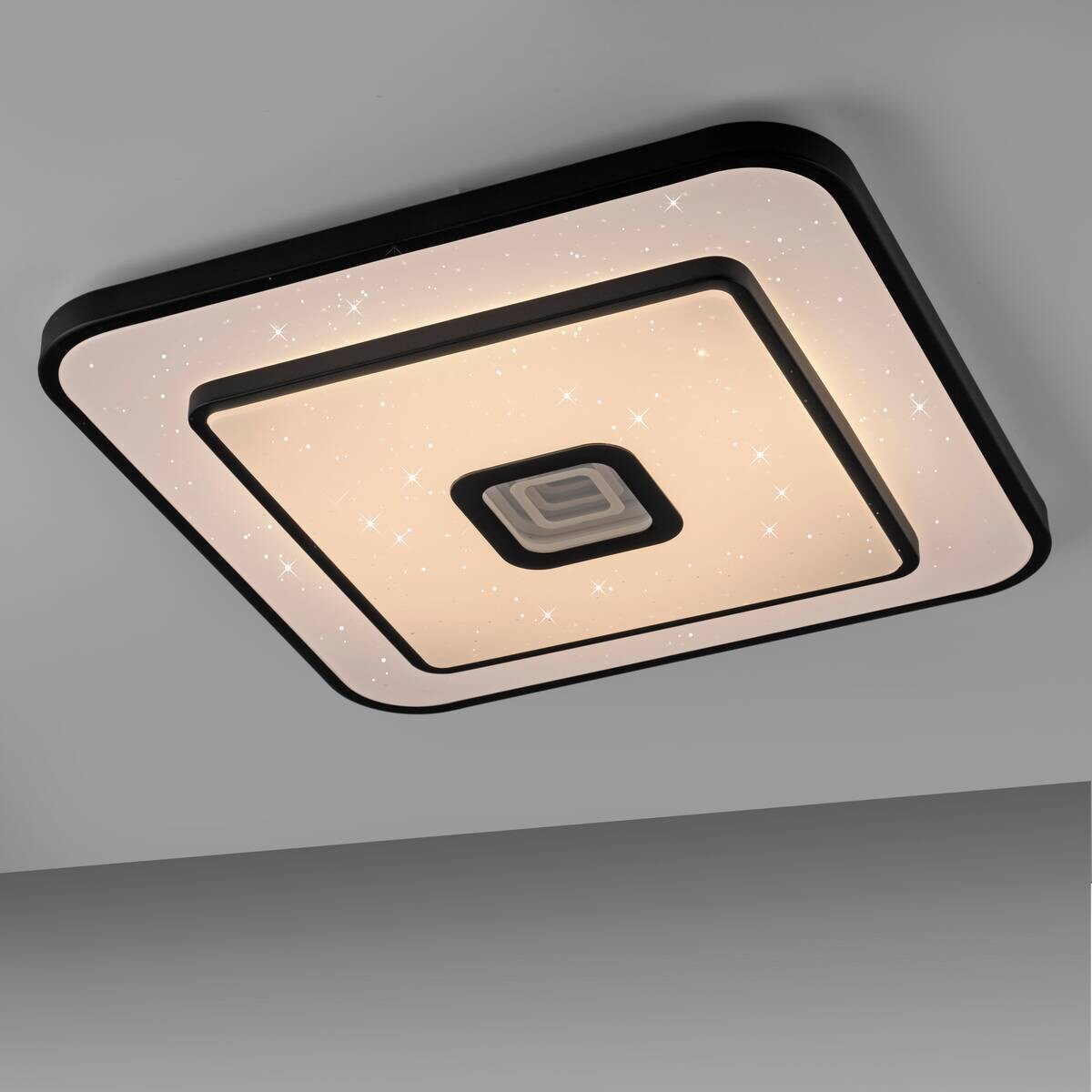 Just Light LED-Deckenleuchte Turanus schwarz B/H/L: ca. 48x7,5x48 cm