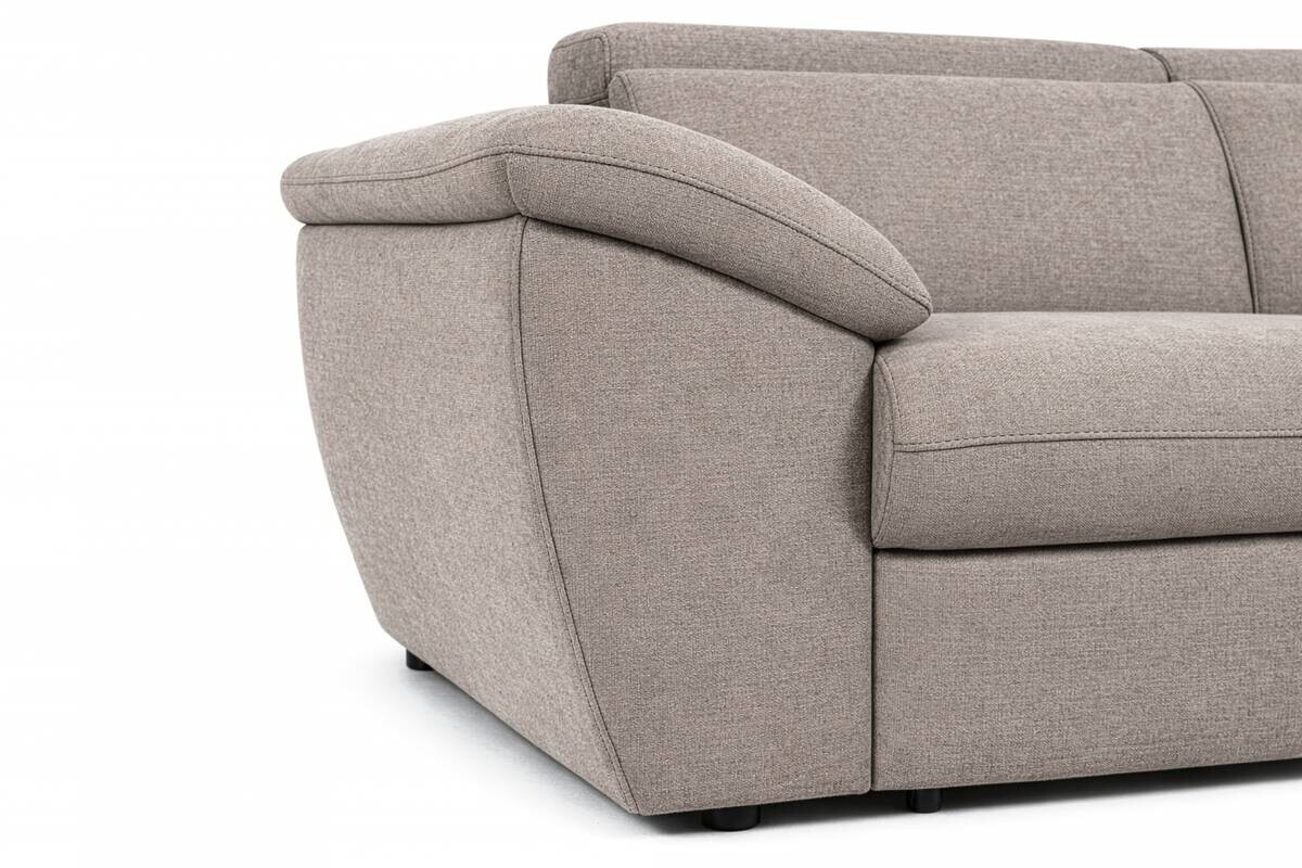 Ecksofa mit Bettfunktion und Bettkasten Greige Flachgewebe B/H/T: ca. 280x108x235 cm