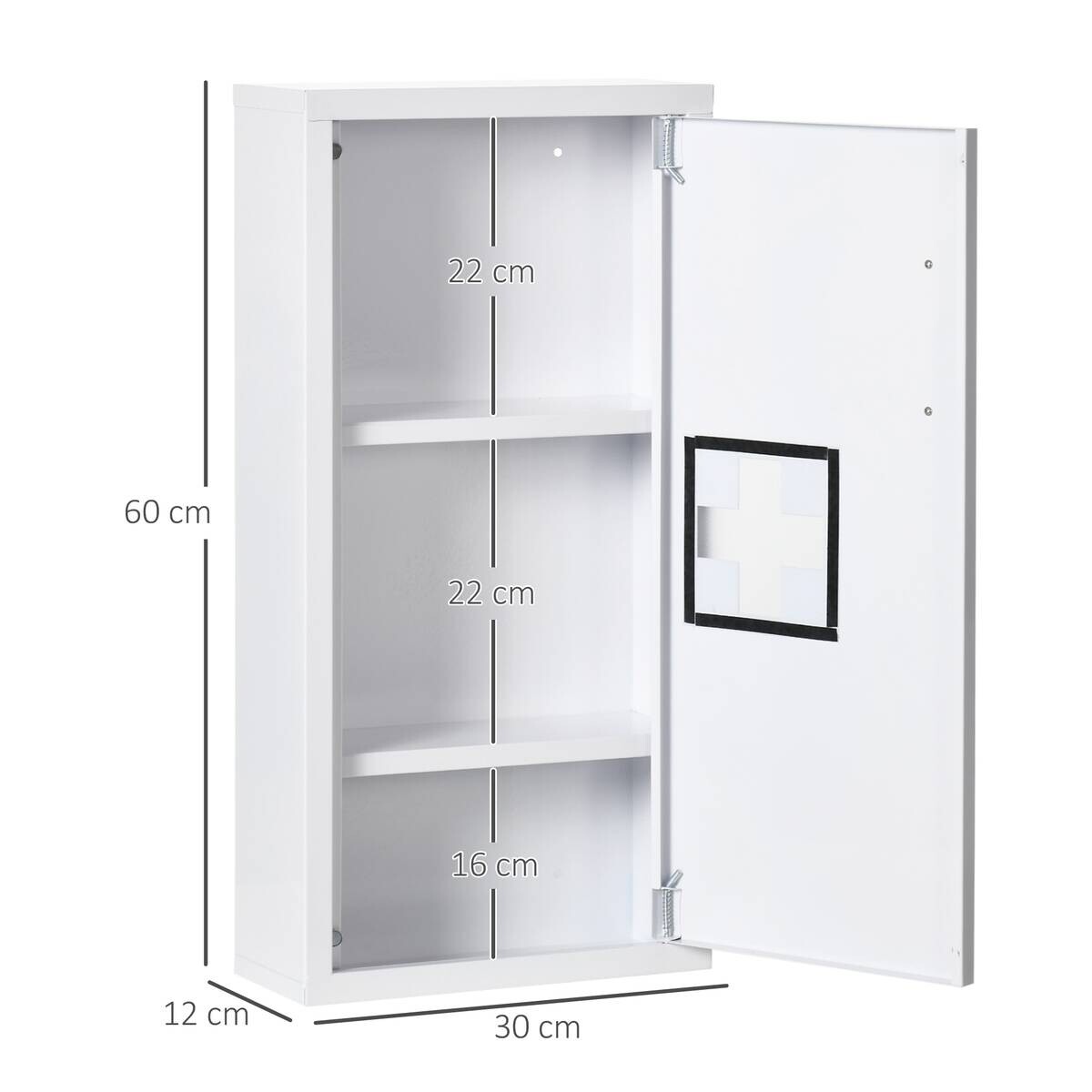 Medizinschrank weiß Edelstahl B/H/L: ca. 12x30x60 cm
