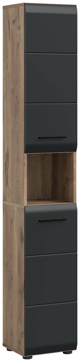 Hochschrank Ice Nox Oak Nachbildung schwarz matt B/H/T: ca. 30x185x30 cm