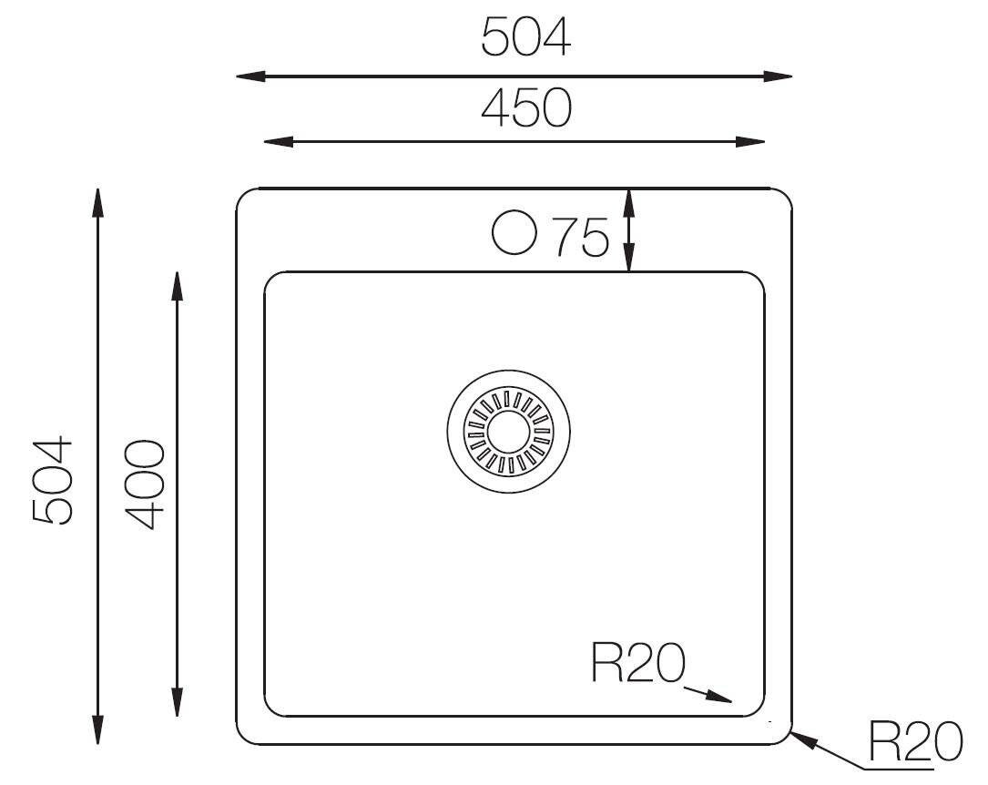 Respekta Einbauspüle Chicago 50 x 50 Edelstahl B/H/T: ca. 50x50x22,5 cm