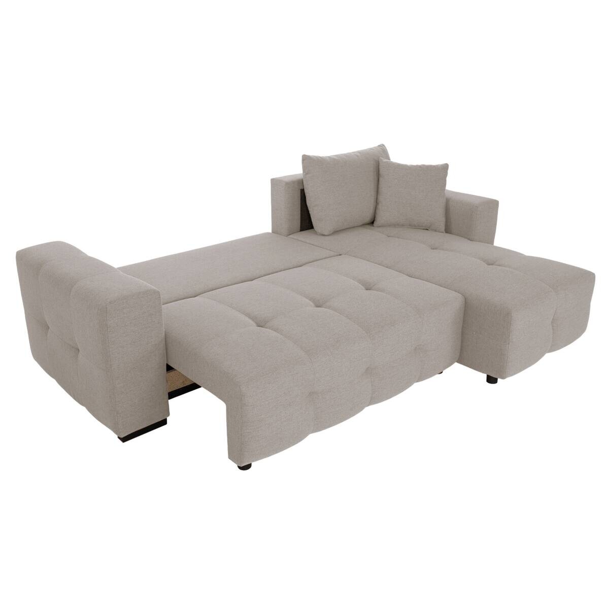Ecksofa mit Bettfunktion und Bettkasten hellgrau Webstoff B/H/T: ca. 247x83x162 cm