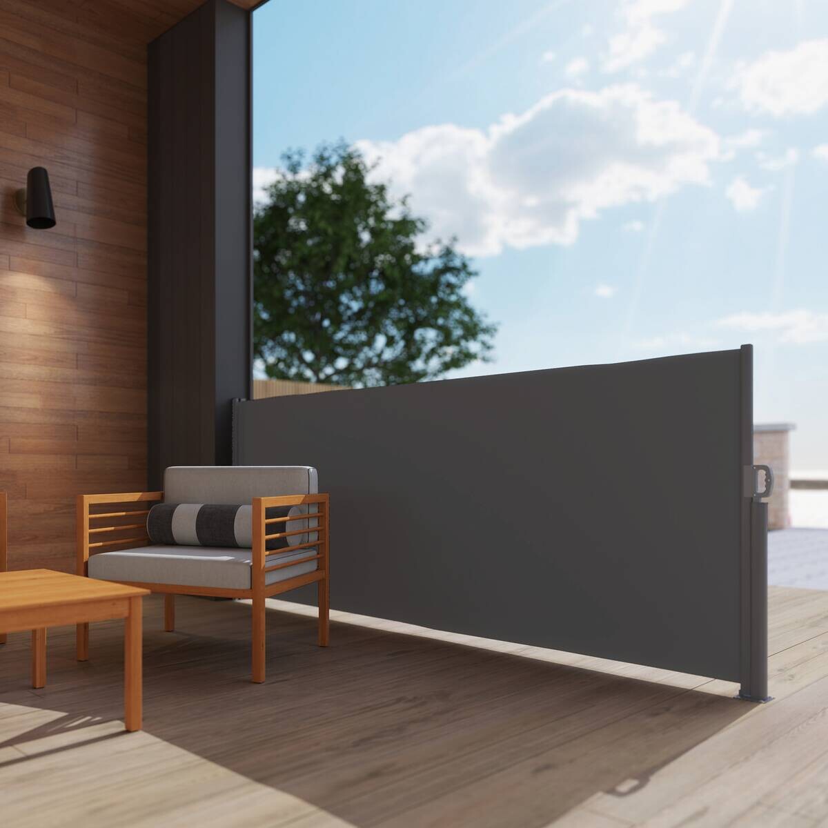 Outsunny Seitenmarkise dunkelgrau Polyester B/H/L: ca. 1x140x300 cm