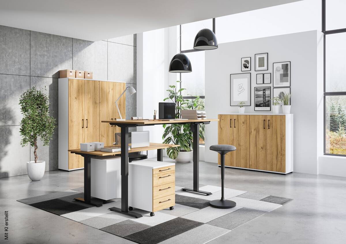 Schreibtisch 8024-582 Eiche Grand-Son Nachbildung schwarz B/H/T: ca. 160x118x80 cm