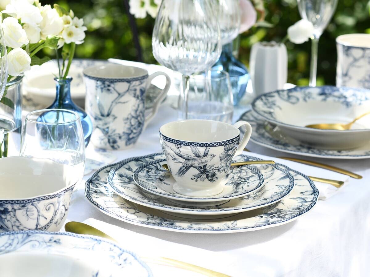 CreaTable Kaffeeservice Adelaide Blau blau Porzellan 12 tlg.