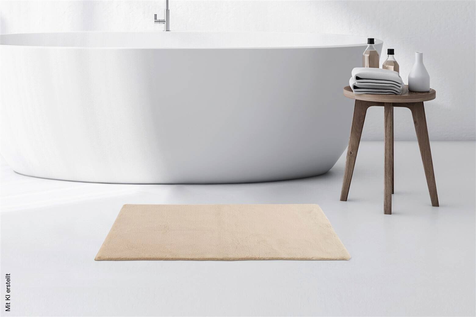 Kayoom Kurzflorteppich Badematte Rabbit Light 425 beige B/H/L: ca. 50x2,4x90 cm