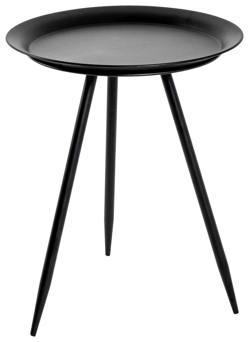 Beistelltisch schwarz lackiert Metall H/D: ca. 47x38 cm