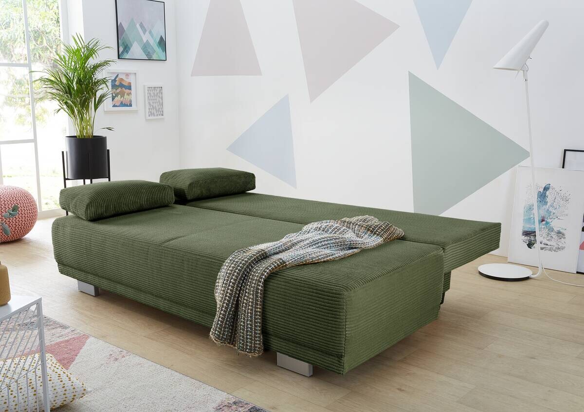 Schlafsofa grün Microfaser B/H/T: ca. 196x78x82 cm