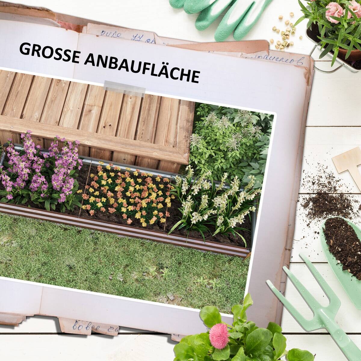 Outsunny Hochbeet braun Stahl B/H/L: ca. 60x30x240 cm