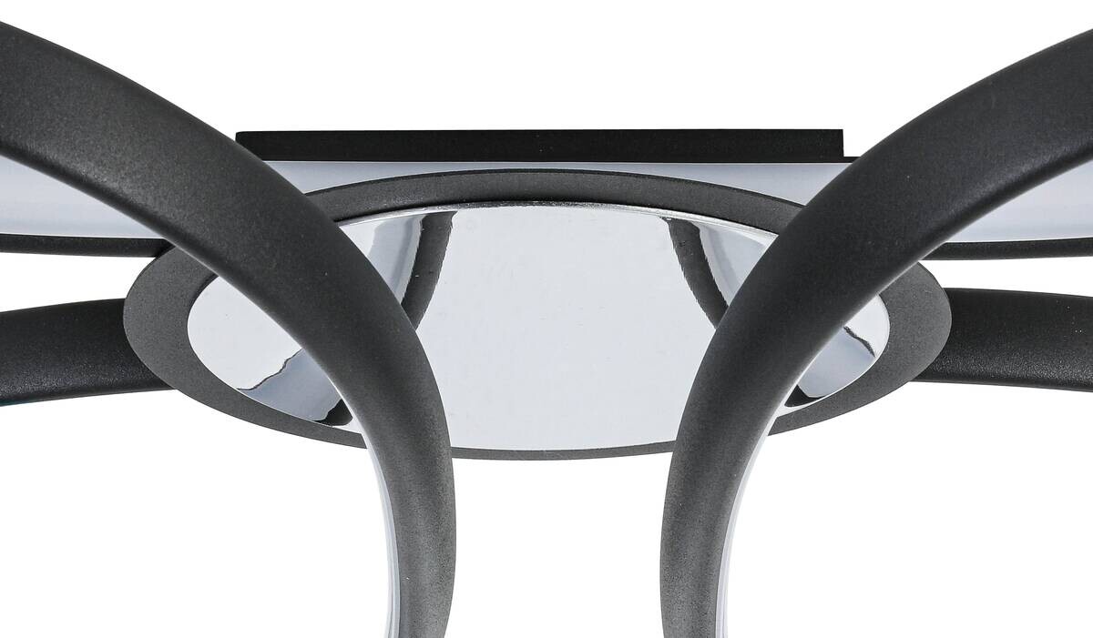 Nolo LED-Deckenleuchte Markus Chrom schwarz Kunststoff Metall B/H/L: ca. 48x12x48 cm 2 Brennstellen