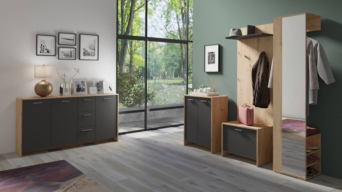 Wandpaneel BEN Eiche Nachbildung anthrazit B/H/T: ca. 60x136x27 cm