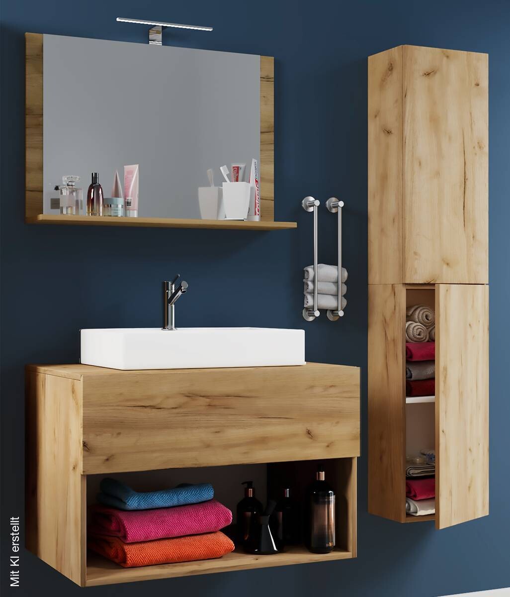Waschplatz 4tlg-Lendas weiß Eiche Honig Nachbildung B/H/T: ca. 60x52x52 cm