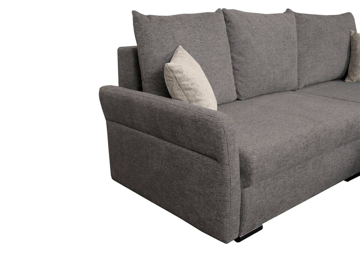 Ecksofa mit Bettfunktion und Bettkasten dunkelgrau Webstoff B/H/T: ca. 218x90x168 cm