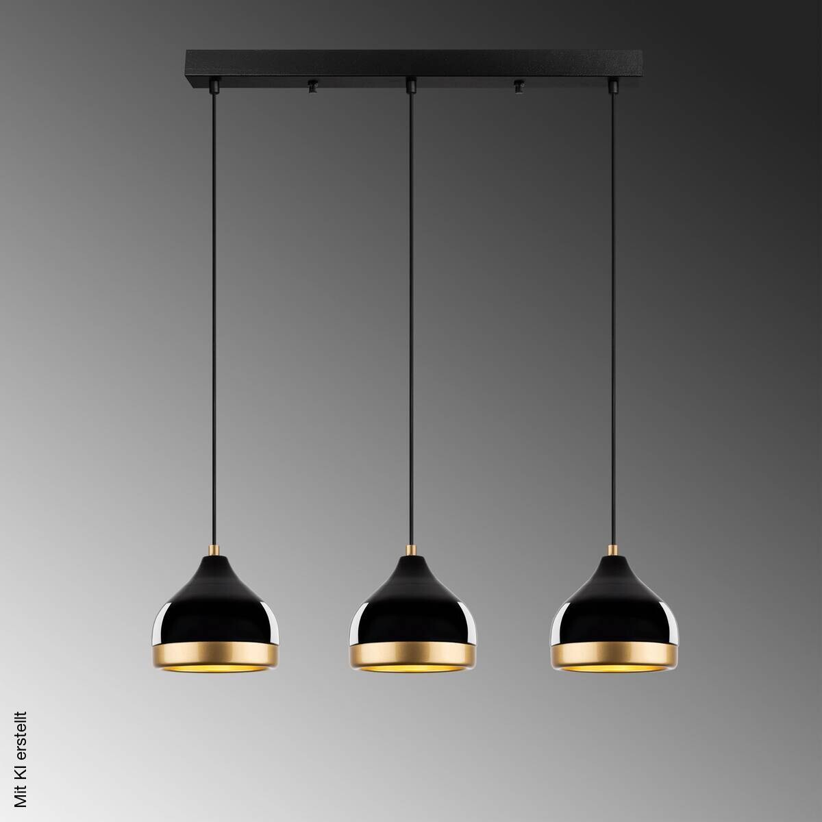 Opviq Pendelleuchte Yildo schwarz B/H/T/L: ca. 17x111x17x67 cm E27 3 Brennstellen