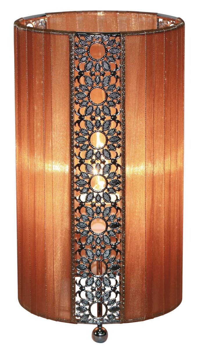 Näve Leuchten Tischleuchte braun Textil Metall Kunststoff B/H/T/D: ca. 12,5x23x12,5x12,5 cm E14 1 Brennstellen