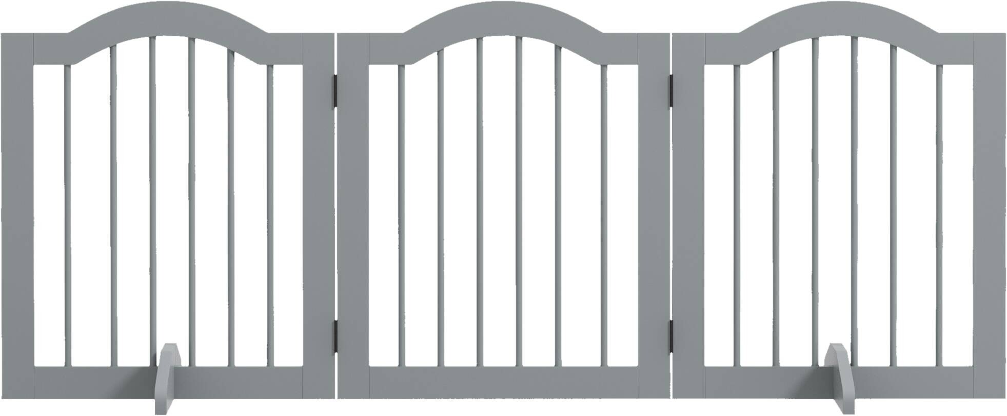 PawHut Schutzgitter hellgrau Holz B/H/L: ca. 29,5x61x154,5 cm